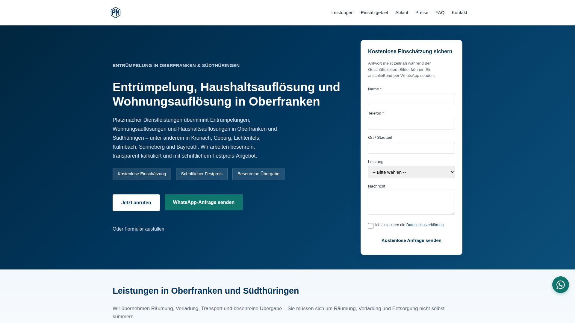 platzmacherdienstleistungen.de Screenshot